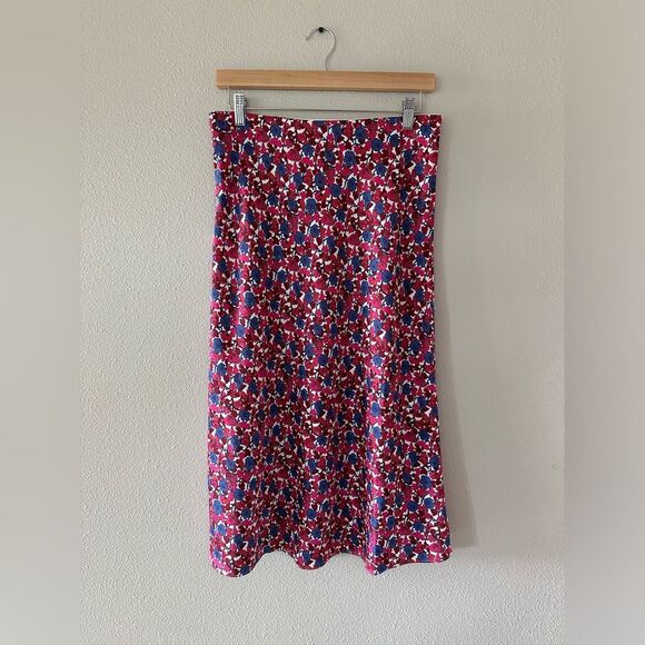 J Crew Gwyneth Slip Midi Skirt in Berry Floral Size S - Picture 2 of 6